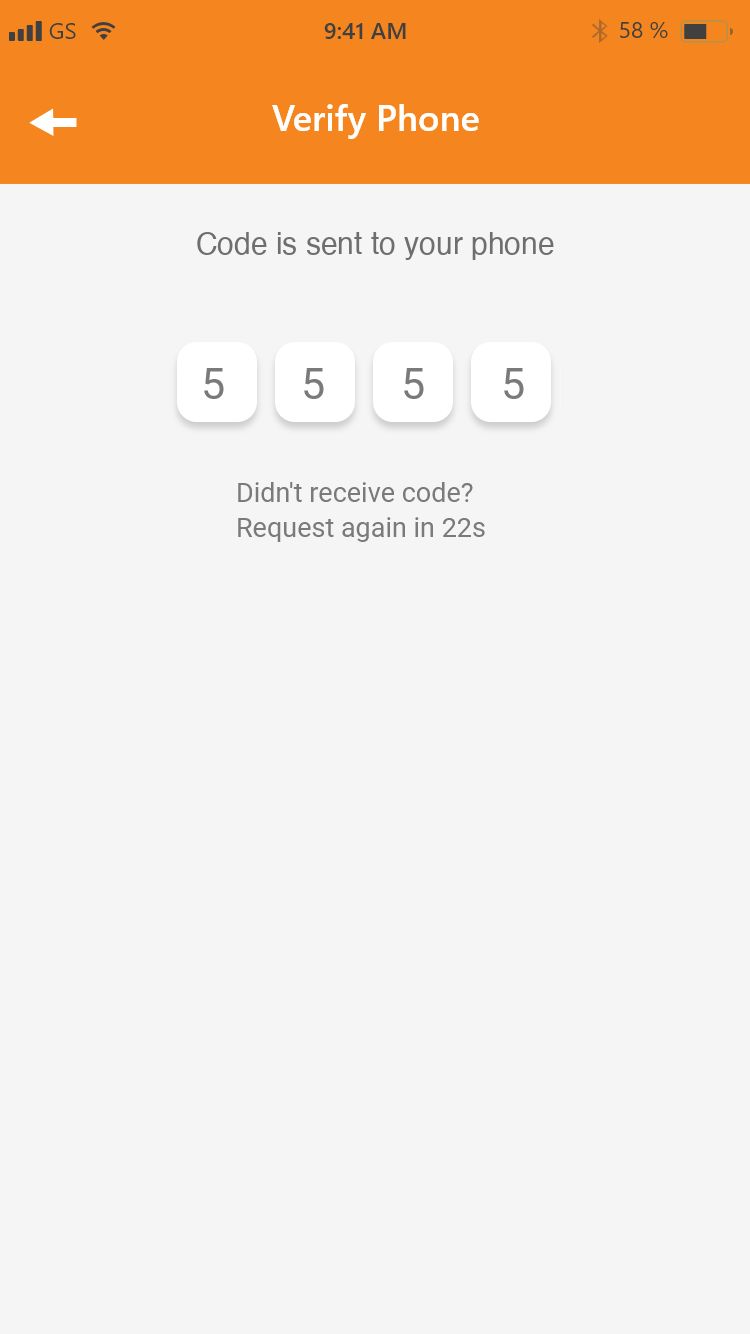 Jeebly rider app phone verification screen
